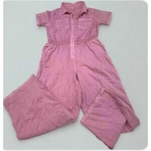 Girls’ Cat & Jack Pink Short-Sleeve Button-Up Jumpsuit Size XL (14) - New